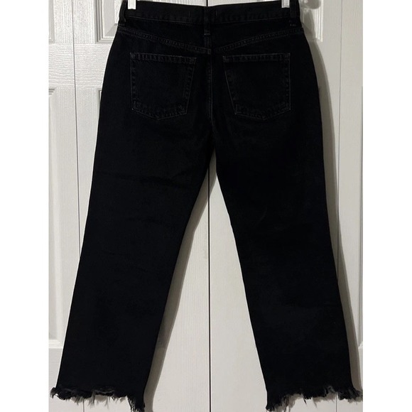 Free People We The Free Maggie MidRise Straight Raw Hem Black Jean SZ 26 (30x27) - Picture 12 of 12